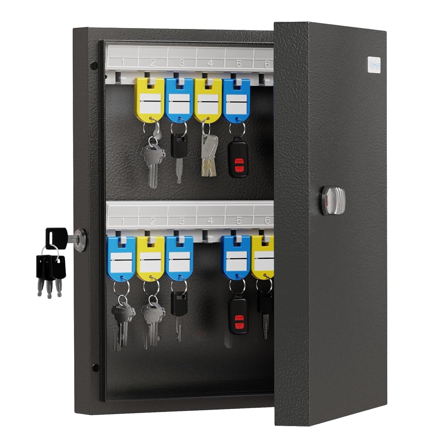 32-Key Key Lock Box, Steel Key Holder Cabinet with Combination Lock | Wall Mounted Key Organizer Box with Key Management App (Record Key Borrow/Return) for Home, Small Office, School, Rental