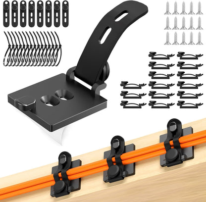 Kanemc Cable Clips Management Under Desk,Adhesive Wire Organizers for Cords | 15 Wire Management Holder with 15 Zip Tie, 15 Screws,Extra 8 Silicone Cable Ties,Cable Clips for Desk,Behind TV, Office,Car
