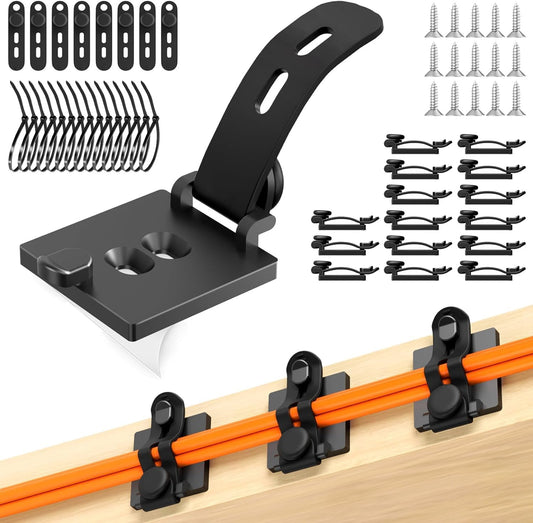 Cable Clips Management Under Desk,Adhesive Wire Or... (Black)