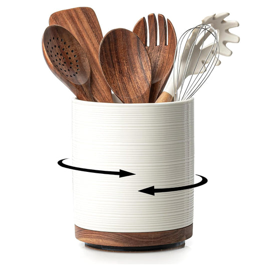 Utensil Holder, 360° Rotating Extra Large Ceramic... (White)