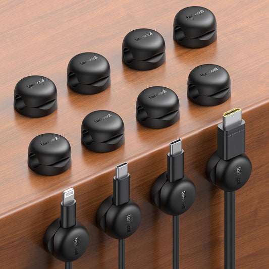 12 Pack Spring Cable Clips, Compact Desk Cord Orga... (Black)
