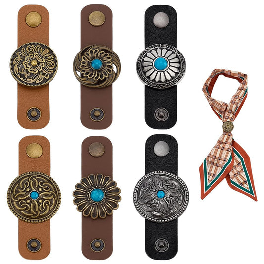 PH PandaHall 6 Styles Leather Scarf Ring Clasp Cli...