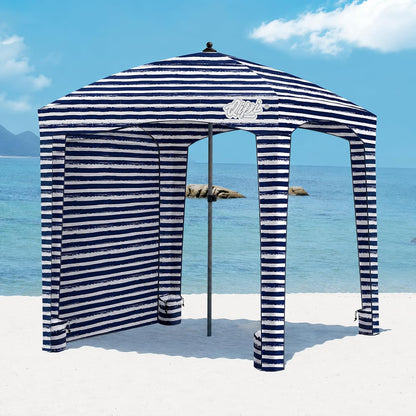 Beach Cabanas for Sand, Beach Canopy with Sandbags & Changing Room 6' | 6' x 6' for 3-4 Person, Detachable Side Wall, Storage Pockets, Easy Set Up Sun Shelter, UPF 50+ & Roof Vent, Jervis Bay