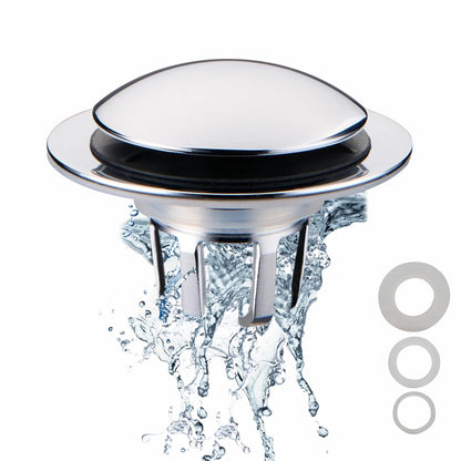 WELSAN Chrome Plated Bathroom Sink Drain Stopper 1 1/8"-1 1/2" Bath Drain | Bathroom Sink Stopper Replacement, Universal Pop-Up Drain Stopper Plug Strainer with Hair Catcher, Anti-Clogging Design