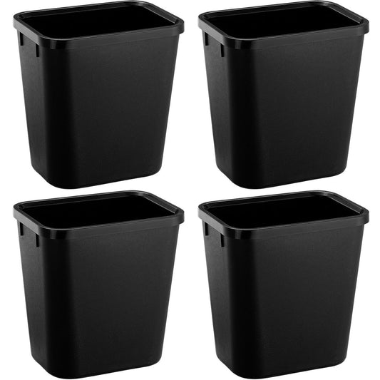 Black Small Trash Can 4Pack, 2Gallon/8L Plastic Office Trash Bin Garbage Can Under Desk, Trash Cans for Bedroom, Office and Kitchen, Trash Bins WasteBasket Fits Narrow Space, Plastic Trash Can