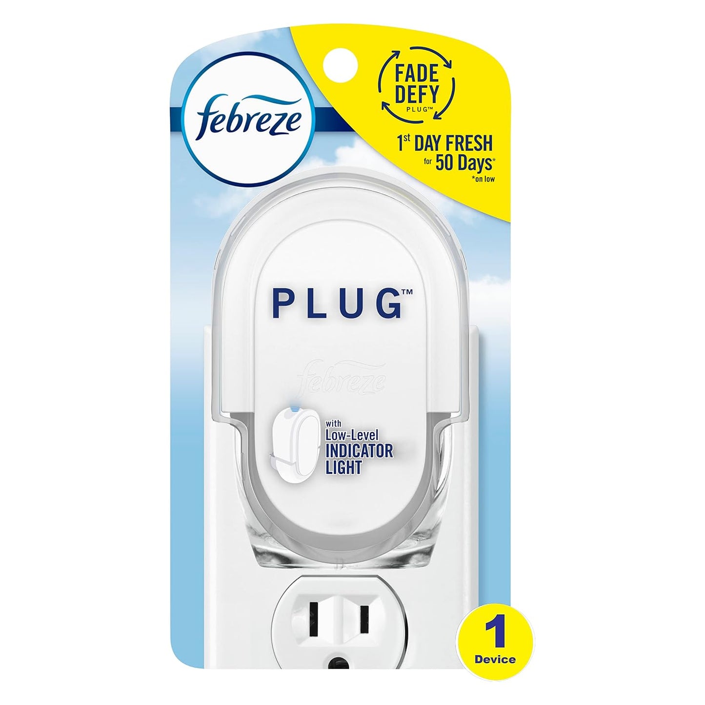 Febreze Plug In Air Freshener, Odor-Fighting Scented Oil Warmer Device, Air Fresheners for Home and Bathroom and Kitchen, 1 Count