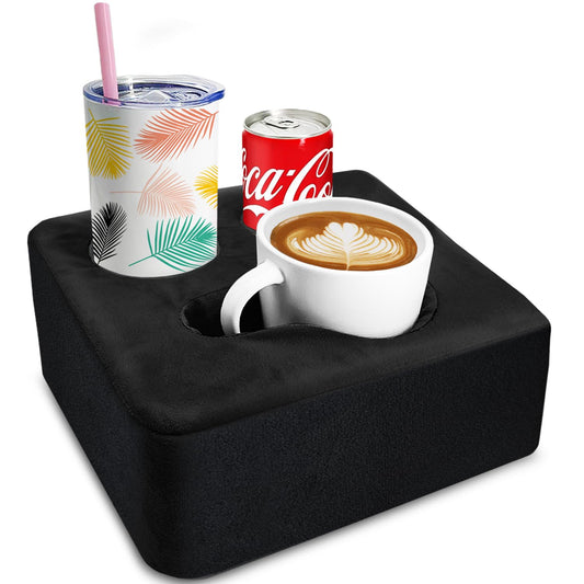 Couch Cup Holder Pillow Tray & Caddy - for Sofa, B... (Black | Foam, Velvet)