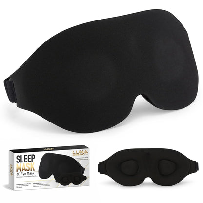 3D Sleep Mask with Travel Storage Bag – Blackout Eye Mask for Sleeping, Side Sleepers & Travel – Soft Memory Foam, Adjustable Strap, Lightweight & Comfortable Fit