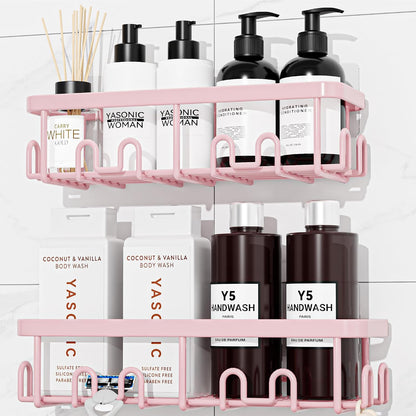 Shower Caddy Adhesive, Rustproof Shower Organizer, Wall Shower Rack | Large Capacity Shower Shelves for Inside Shower, No Drill Shower Storage, Shampoo Shower Holder, Bathroom Shower Shelf