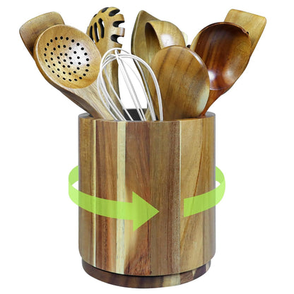 Acacia Wooden Utensil Holder for Kitchen Counter,3... (Acacia | Acacia Wood)