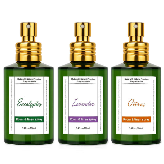 Room Spray Odor Eliminator 3 Pack, Natural Essential Oil Air Freshener Spray for Home Bathroom and Kitchen, Lavender, Citrus, Eucalyptus