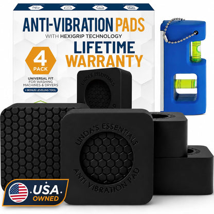 Anti Vibration Pads for Washing Machine and Dryer (Set of 4) - Washer Anti Vibration Pads with HexiGrip™ - Washing Machine Accessories & Leveling Pads - Vibration Dampening Mat