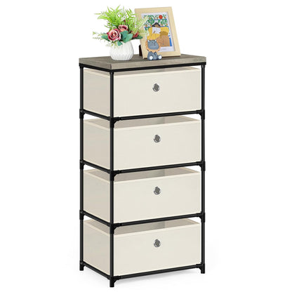 Fabric Storage Chest, Drawer Clothes Organizer - 4... (Off White)