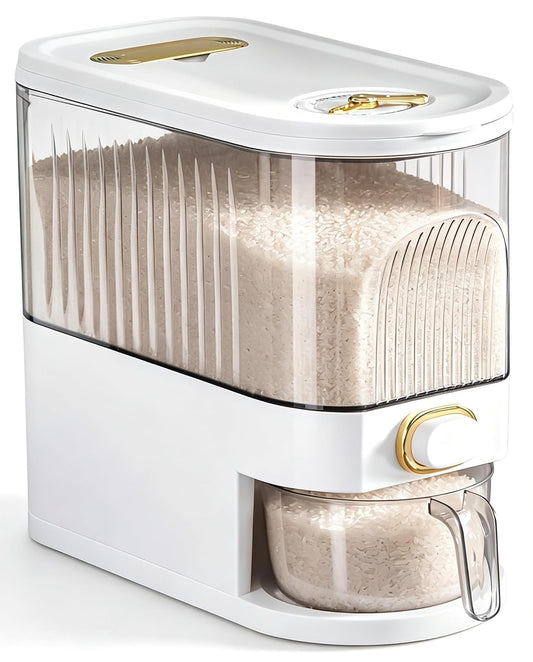 Sooyee Clear Rice Dispenser 11Lb with Measuring Cup