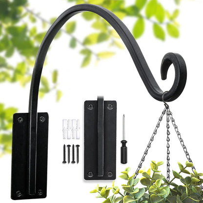 Heavy Duty Plant Hanger Bracke: 16 Inch 80 Lbs Metal Outdoor Hook Bracke | Rust-Proof Coating Wall Mount Hook for Hanging Baskets Bird Feeders Lanterns, Complete Hardware Kit, Indoor Outdoor Use