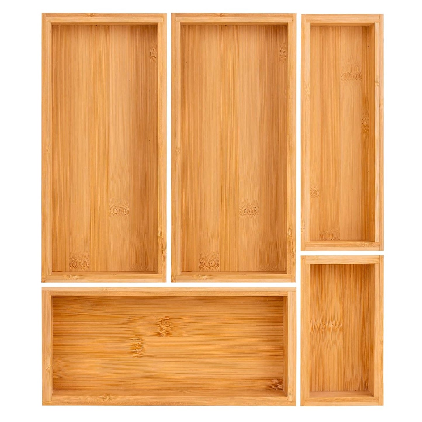 bamboo drawer organizer Set,expandable drawer dividers,wooden storage organizers,drawer organizers for kitchen, bathroom,flatware,Tea Bag Organizer (1 X 5PCS Natural)
