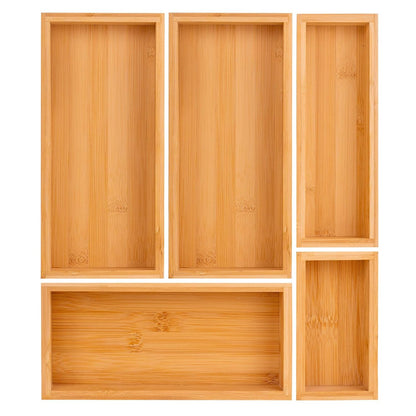 bamboo drawer organizer Set,expandable drawer dividers,wooden storage organizers,drawer organizers for kitchen, bathroom,flatware,Tea Bag Organizer (1 X 5PCS Natural)
