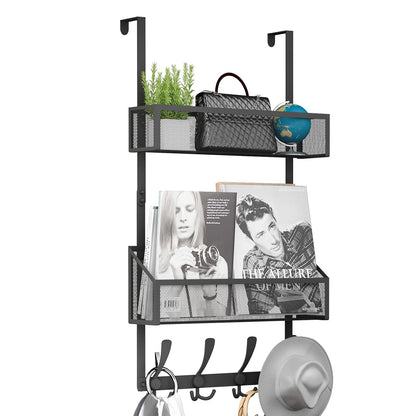 Over The Door Hooks Organizer, Coat Rack Over The Door Storage Hanger Towel Rack, Back of Door Storage Organizer for Bathroom,Bedroom,Kitchen,Office (Black, 3-Tier)