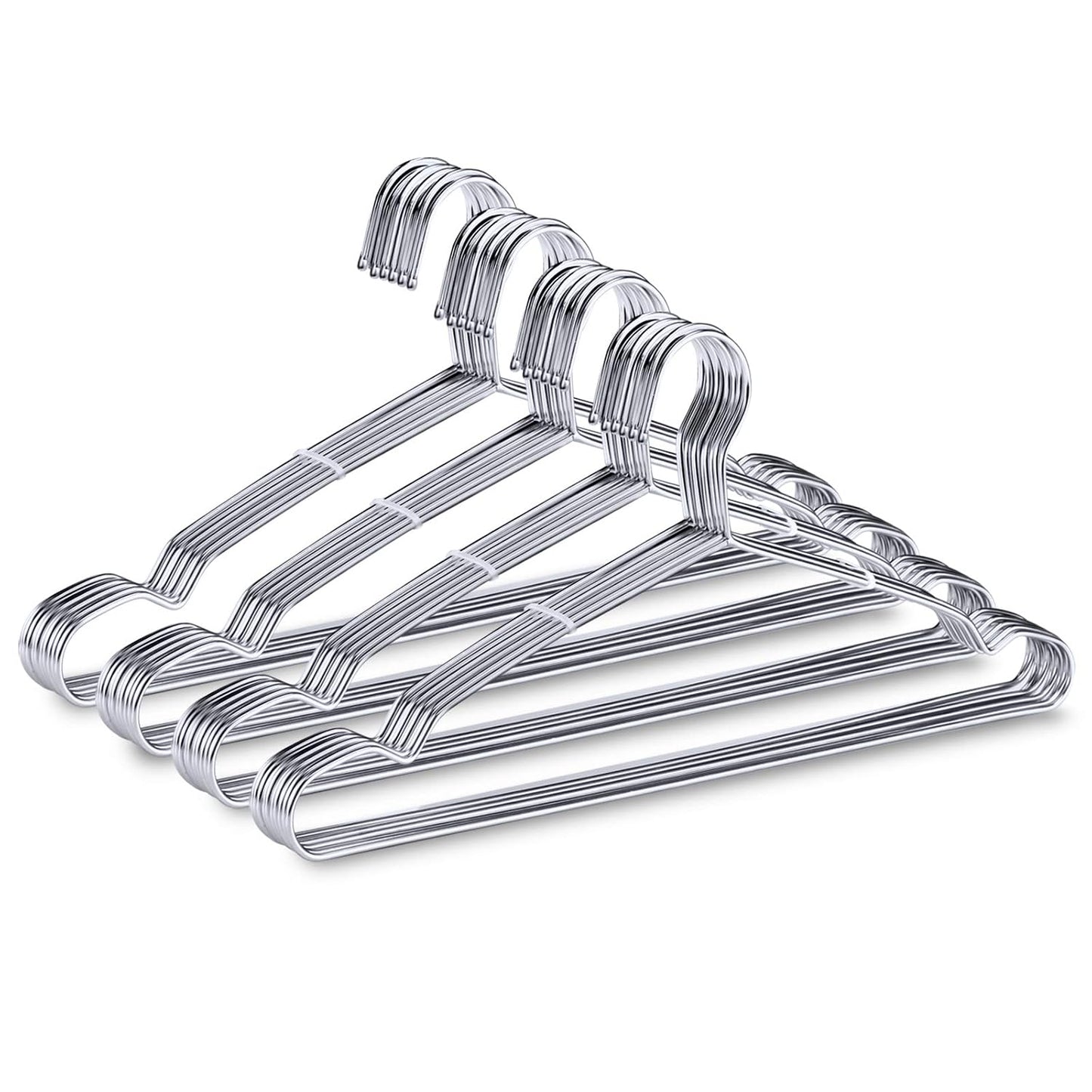 40-Pack Heavy-Duty Stainless Steel Hangers – 15lb Capacity, Rustproof Metal Closet Hangers with Notched Design for Straps, Ideal for Home, Dorm, Laundry & Outdoor Use, Silver