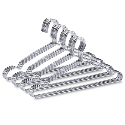 40-Pack Heavy-Duty Stainless Steel Hangers – 15lb Capacity, Rustproof Metal Closet Hangers with Notched Design for Straps, Ideal for Home, Dorm, Laundry & Outdoor Use, Silver