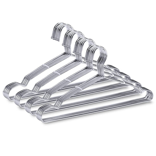 40-Pack Heavy-Duty Stainless Steel Hangers – 15lb Capacity, Rustproof Metal Closet Hangers with Notched Design for Straps, Ideal for Home, Dorm, Laundry & Outdoor Use, Silver