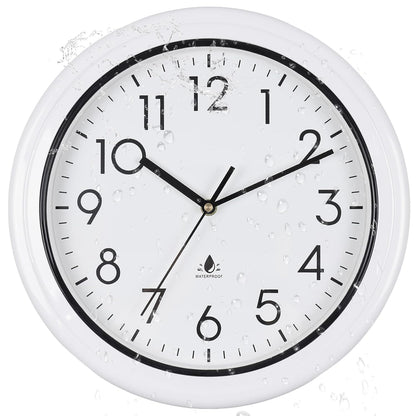 13 Inch Sealed Waterproof Outdoor Clocks, Weatherproof Wall Clock | Silent Non-Ticking Battery Operated Clock for Pool, Patio, Garden, Porch