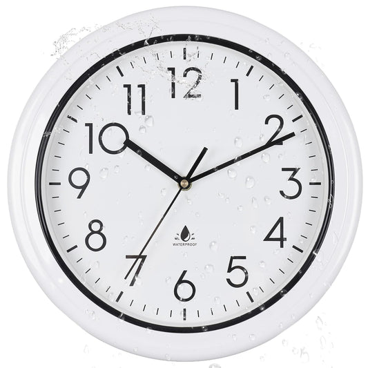 13 Inch Sealed Waterproof Outdoor Clocks, Weatherproof Wall Clock | Silent Non-Ticking Battery Operated Clock for Pool, Patio, Garden, Porch