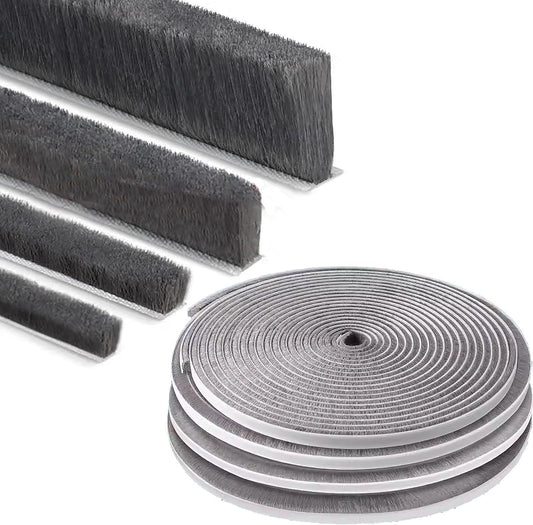 ZOMPAGO Brush Weather Stripping Door Window Seal,0.9 x 0.4 x 32.8 FT | Felt weather stripping,door sweep,sliding glass door applicable,soundproof,door frame sealing,windproof weatherstripping
