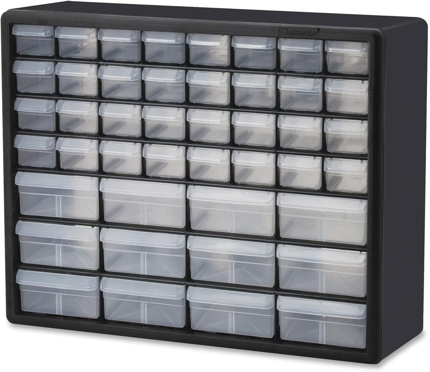 Akro-Mils 44-Drawer Plastic Storage Cabinet, 20"W x 6"D x 16"H, Black | Plastic Cabinet w/ Drawers for Garage Organization, Beads, Building Bricks Storage, Teacher Toolbox, Makeup Organizer, 10144