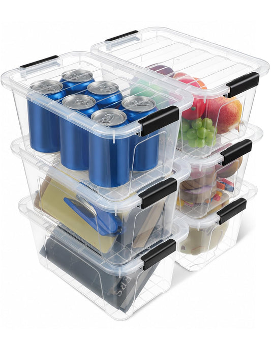 Plastic Storage Bins with Lids 6 Pack, 7 Quart Sto...