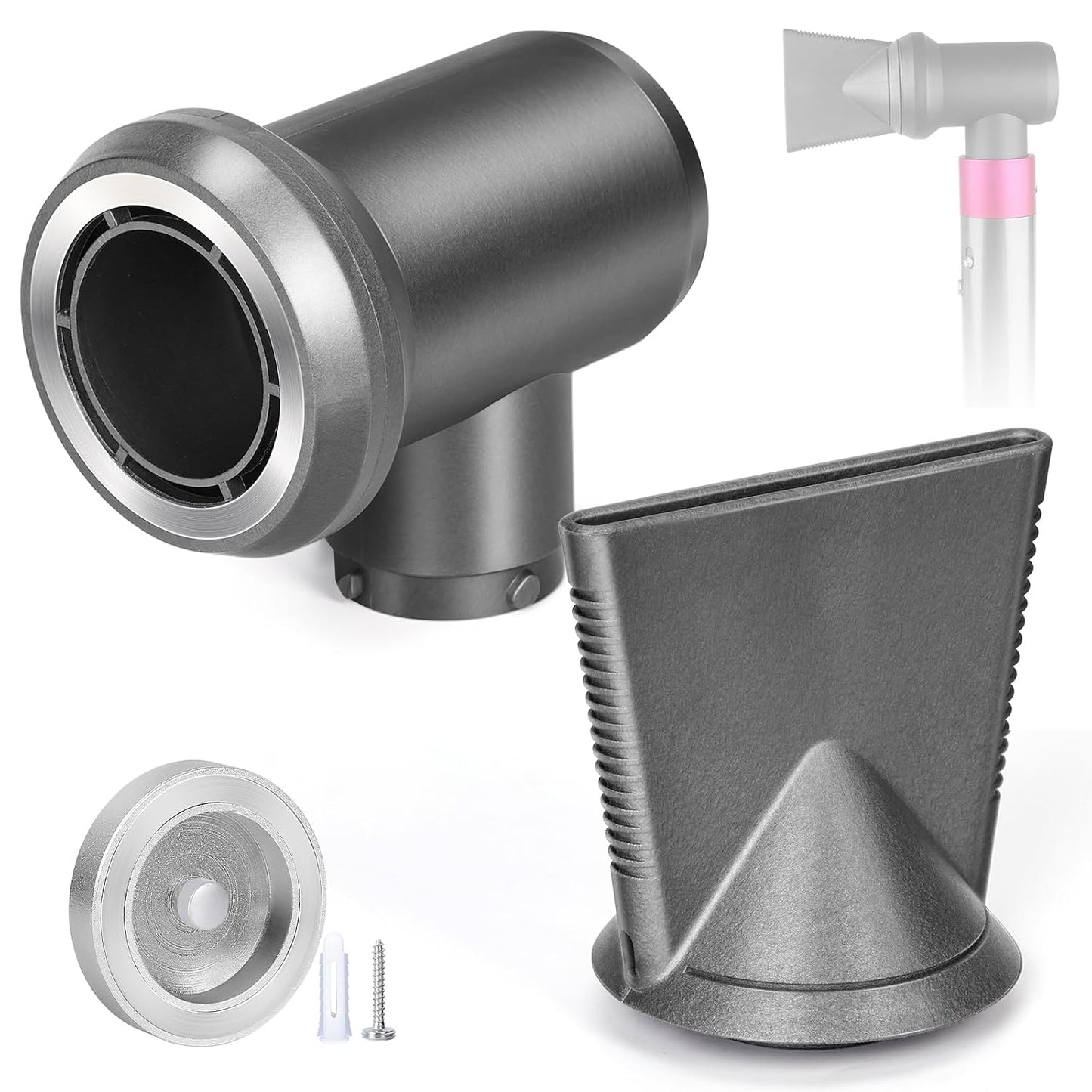 Professional Concentrator and Adapter Kit Compatible with Dyson Airwrap Styler, for Curling Iron Converting to Hair Dryer, with Hair Dryer Attachment Holder