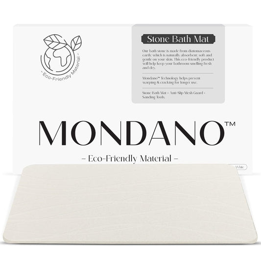 Stone Bath Mat, Quick Dry Non Slip Diatomaceous Ea... (Pebble White)