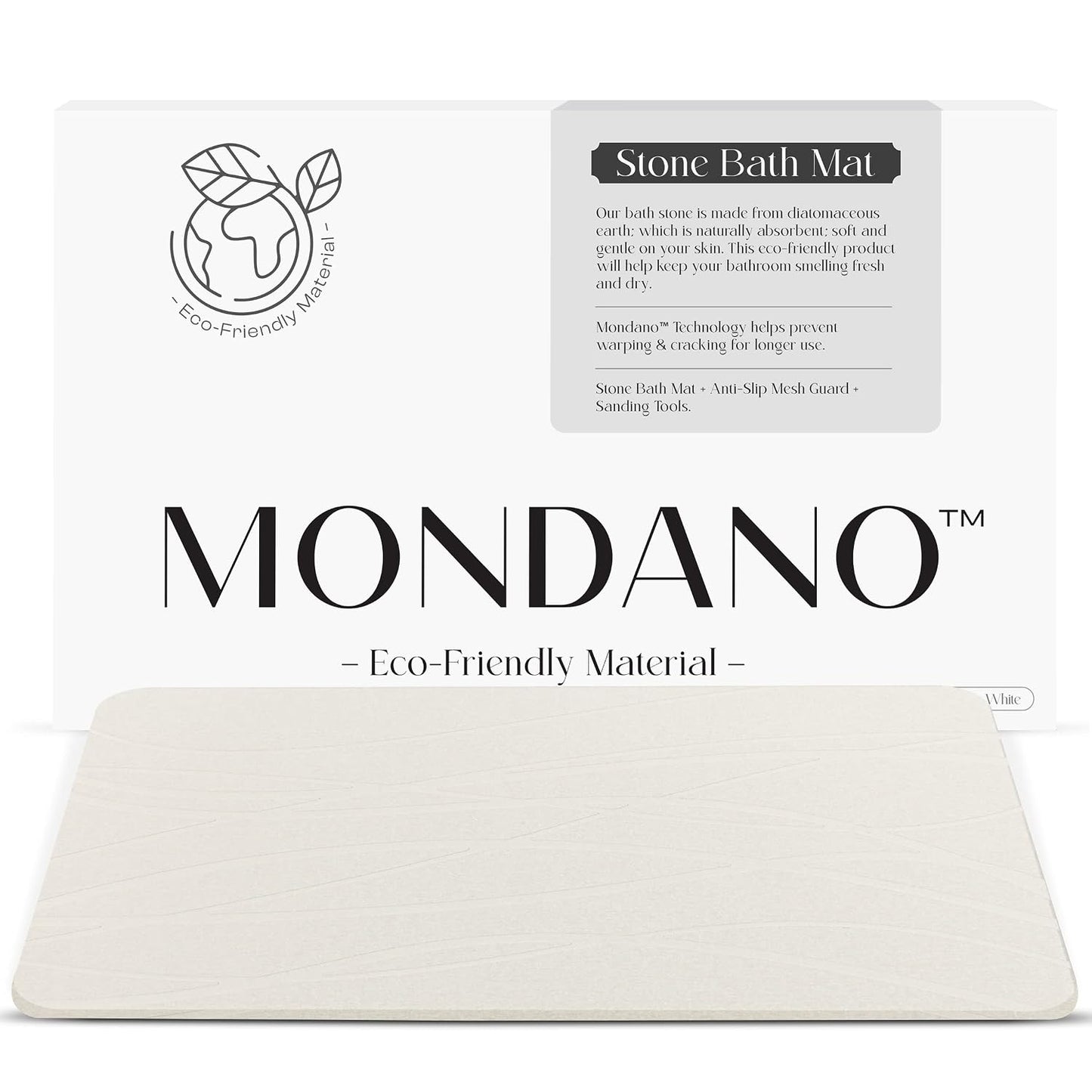 Stone Bath Mat, Quick Dry Non Slip Diatomaceous Earth Shower Mat | Non-Slip, Quick Drying, Super Absorbent Bath Mat; Absorbs 150% Weight in Water; Diatomaceous Earth Kitchen & Dish Drying Mat