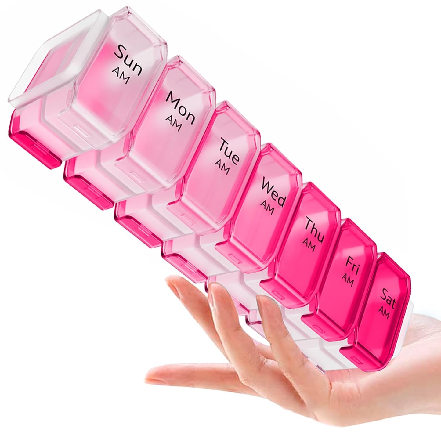 BEXEEN Extra Large Pill Organizer 2 Times a Day, XL Pill Box 7 Day with Big AM/PM Compartments, Fits Large Vitamins, Supplements & Gummies, for 7 or 14-Day Use, Color-Coded, Senior-Friendly, No Spills