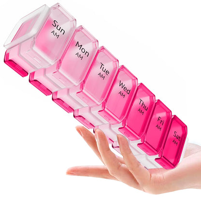 BEXEEN Extra Large Pill Organizer 2 Times a Day, XL Pill Box 7 Day with Big AM/PM Compartments, Fits Large Vitamins, Supplements & Gummies, for 7 or 14-Day Use, Color-Coded, Senior-Friendly, No Spills