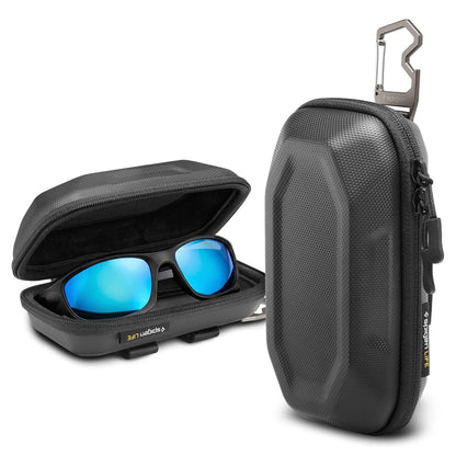 Spigen Life Hard Shell Sunglasses Case with Carabiner and 2-Way Belt Strap | Included Bottle Opener, Cleaning Cloth I For Hiking, Travel, Daily Use I Universal Fit for Meta, Ray-Ban, Oakley, Sunglasses