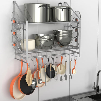 28 Inch Pot Rack Wall Mounted, 2 Tier Pots and Pan... (Alloy Steel)