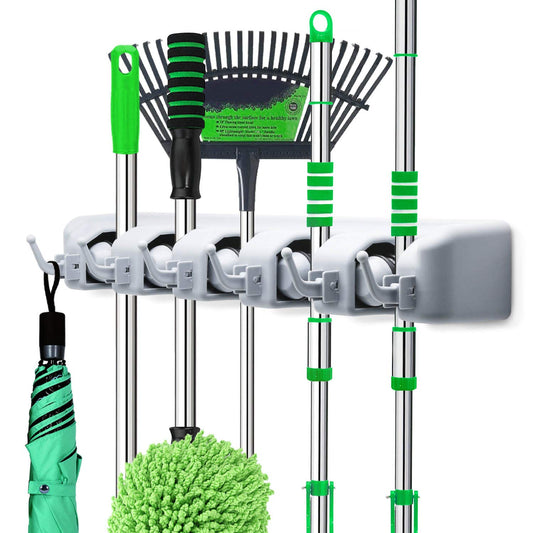 Broom Holder Wall Mounted - Mop and Broom Hanger H... (Gray)