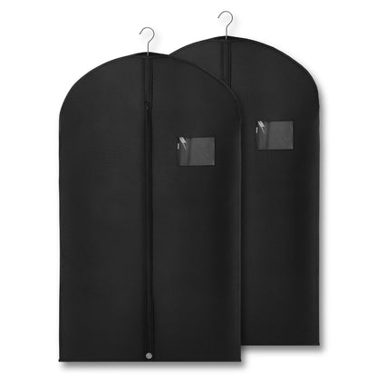 2-Pack Breathable Garment Bags for Hanging Clothes – Dust-Proof Suit & Dress Covers with Clear Window – Waterproof, Foldable Closet Storage Organizer for Coats, Gowns, and Jackets (Black, 40")
