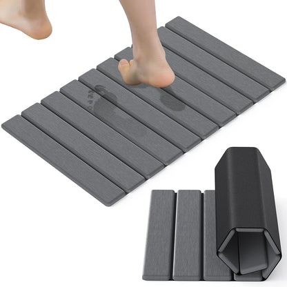 Stone Bath Mat Foldable Diatomaceous Earth Bath Mat Non-Slip Absorbent Shower Stone Mat Quick Dry Easy Clean for Bathroom Floor Kitchen Dish Drying