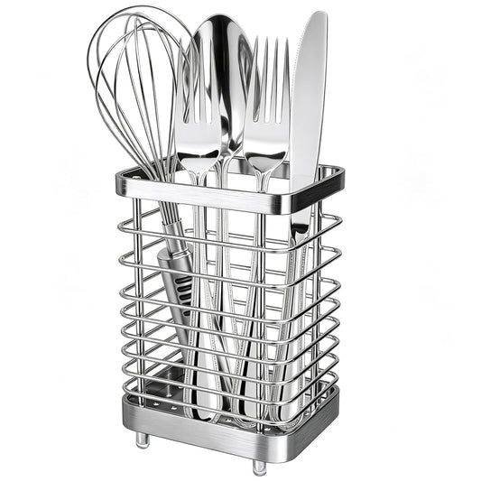 Utensil Holder, Stainless Steel Utensil Drying Rac... (Large, Silver | Stainless Steel)