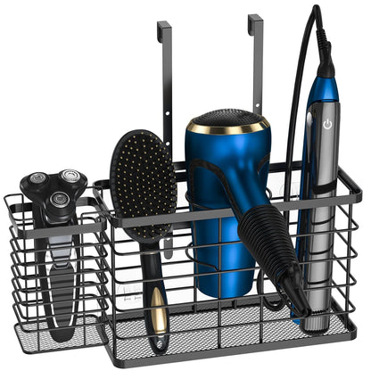 Hair Tool Organizer, Dryer Holder, 3 in 1 Blow Bathroom Organizer Wall Mounted/Cabinet Door for Flat Iron, Curling Straightener, Care & Styling Tools Storage Basket