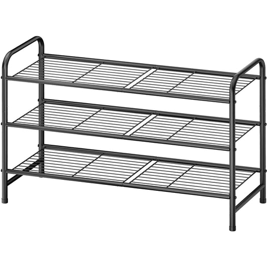 Stainless Steel Shoe Rack Organizer, 25.6" Wide -... (Black | Metal)