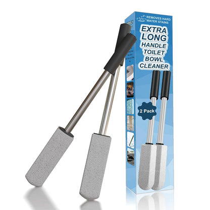 2 Pack Pumice Toilet Cleaner,16.14in Long Handle Toilet Scrubber | 2-pack natural pumice set. Removes hard water, rust & limescale. Safe for toilet, tub, tile, sink & BBQ. 16.14" handle