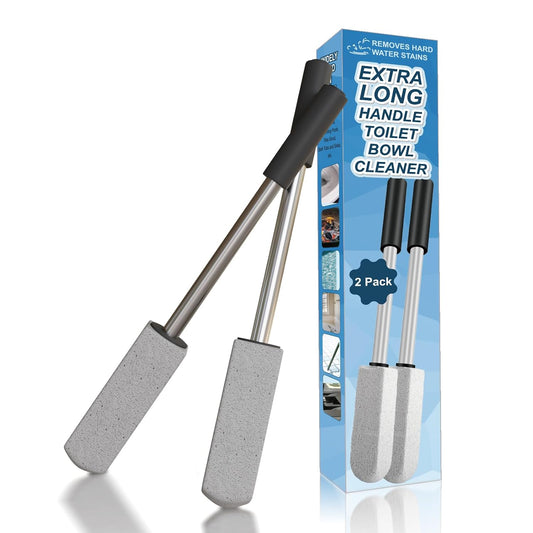 2 Pack Pumice Toilet Cleaner,16.14in Long Handle Toilet Scrubber | 2-pack natural pumice set. Removes hard water, rust & limescale. Safe for toilet, tub, tile, sink & BBQ. 16.14" handle