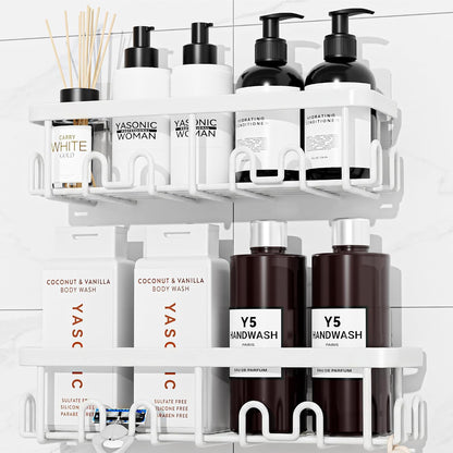 Shower Caddy Adhesive, Rustproof Shower Organizer, Wall Shower Rack | Large Capacity Shower Shelves for Inside Shower, No Drill Shower Storage, Shampoo Shower Holder, Bathroom Shower Shelf