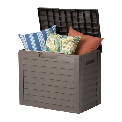 IRIS USA 35 Gallon Outdoor Deck Box, Lockable, Weather-Resistant, Brown | UV-Protected, Waterproof Resin, Patio Storage for Cushions, Garden Tools & Packages