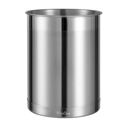 Utensil Holder Stainless Steel 6.3inch Deep, Silver | Brushed Finish, Doubled Base for Stable, Shiny Stainless Style, 5inch Wide, 6.60inch Tall