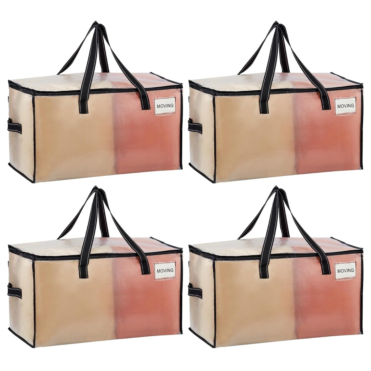 VENO Moving Bags, Storage Bags, Wide Open Top, Clear, 4 Pack | Moving boxes Alternative, Heavy Duty, Packing Supplies, Clothes and Comforter Storage, College Dorm Essentials