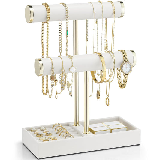 2 Tier Bracelet Holder with Tray - Leather Jewelry... (A. White)